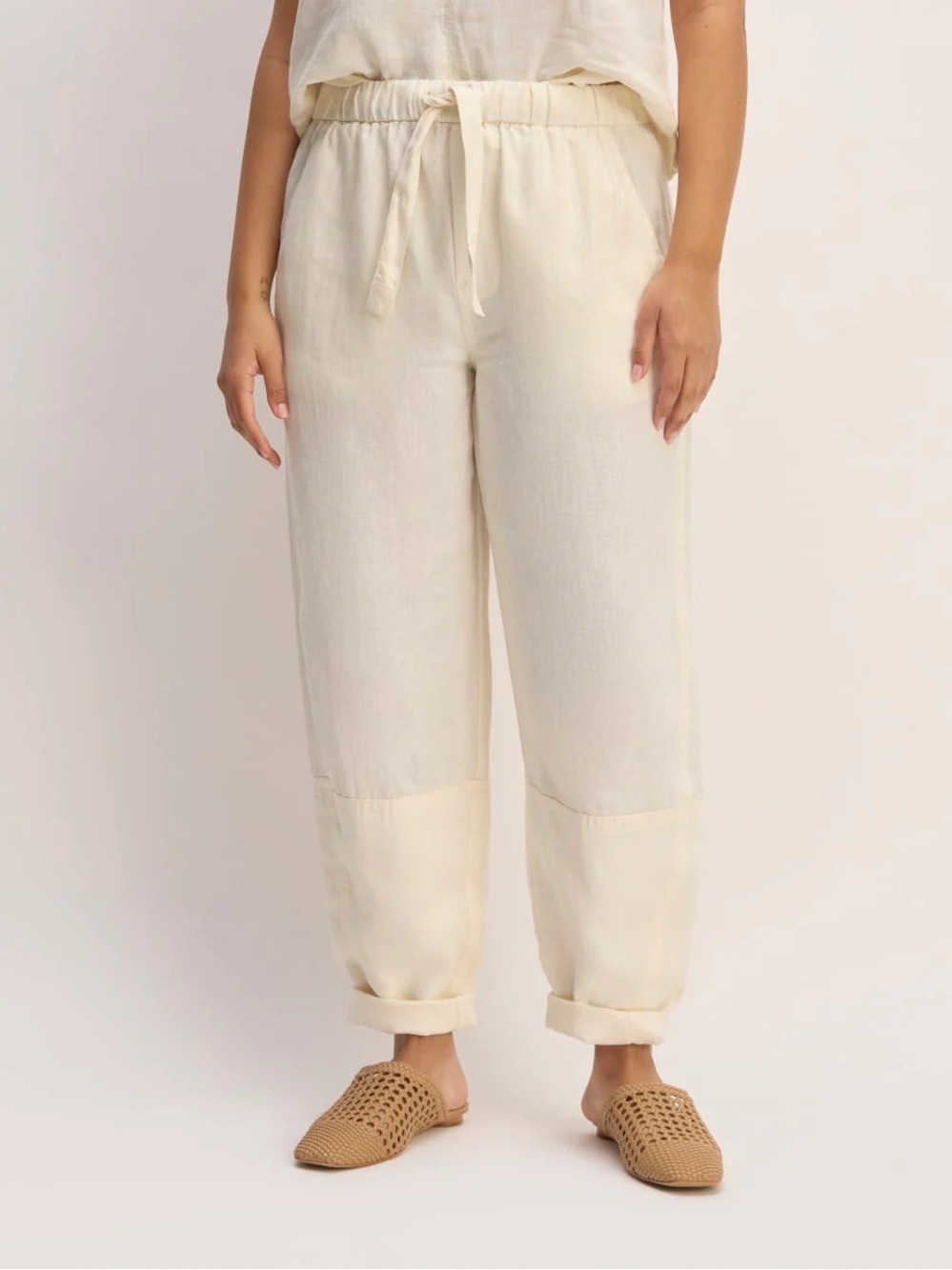 Everlane The Linen Pull-On Barrel Pant Natural Linen Size L